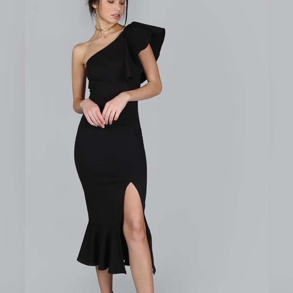 Ruffle One Shoulder body con party dress